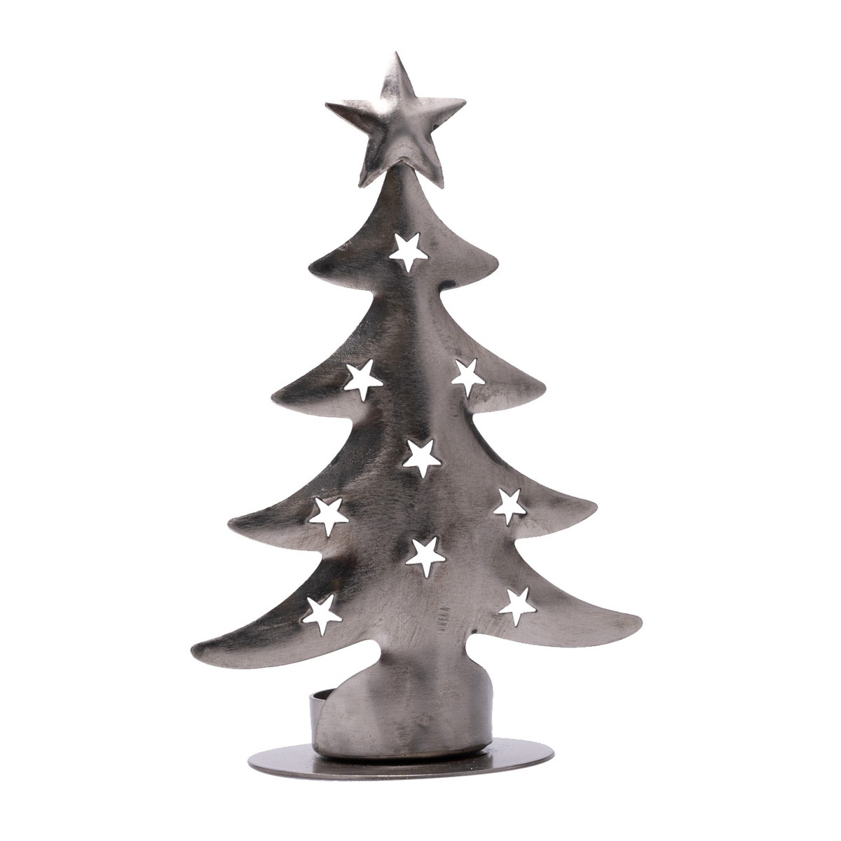 Schilliger Design  Lumignon Sapin avec étoile Gris étain oxydé 14x9x21cm