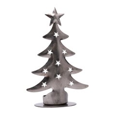 Schilliger Design  Lumignon Sapin avec étoile Gris étain oxydé 14x9x21cm