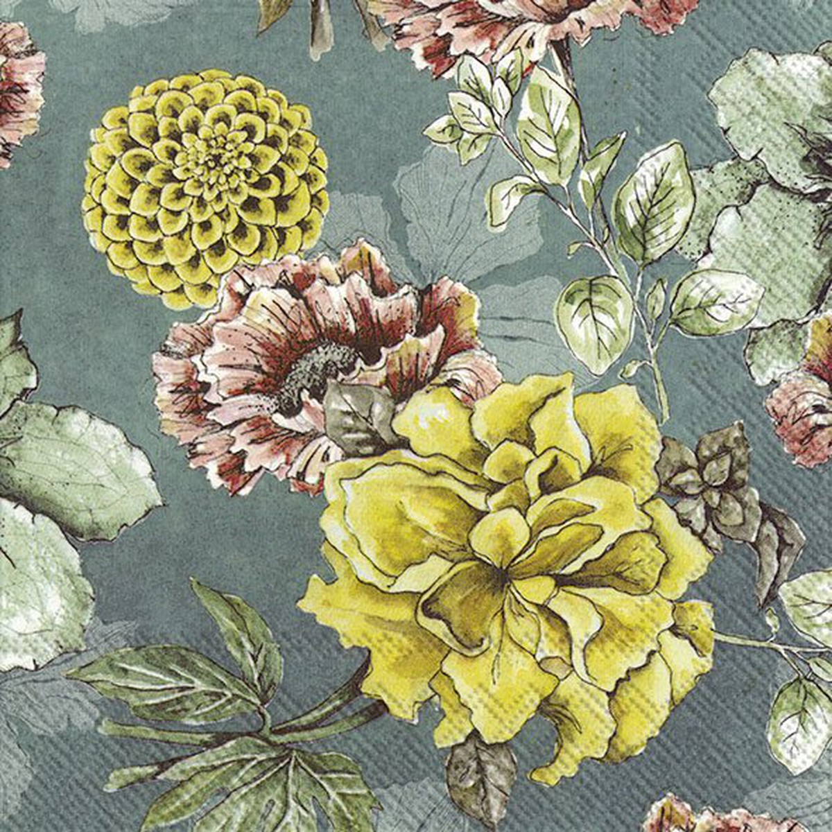 20 Serviettes En Papier Avec Imprimé Végétal, 33x33cm MONOPRIX