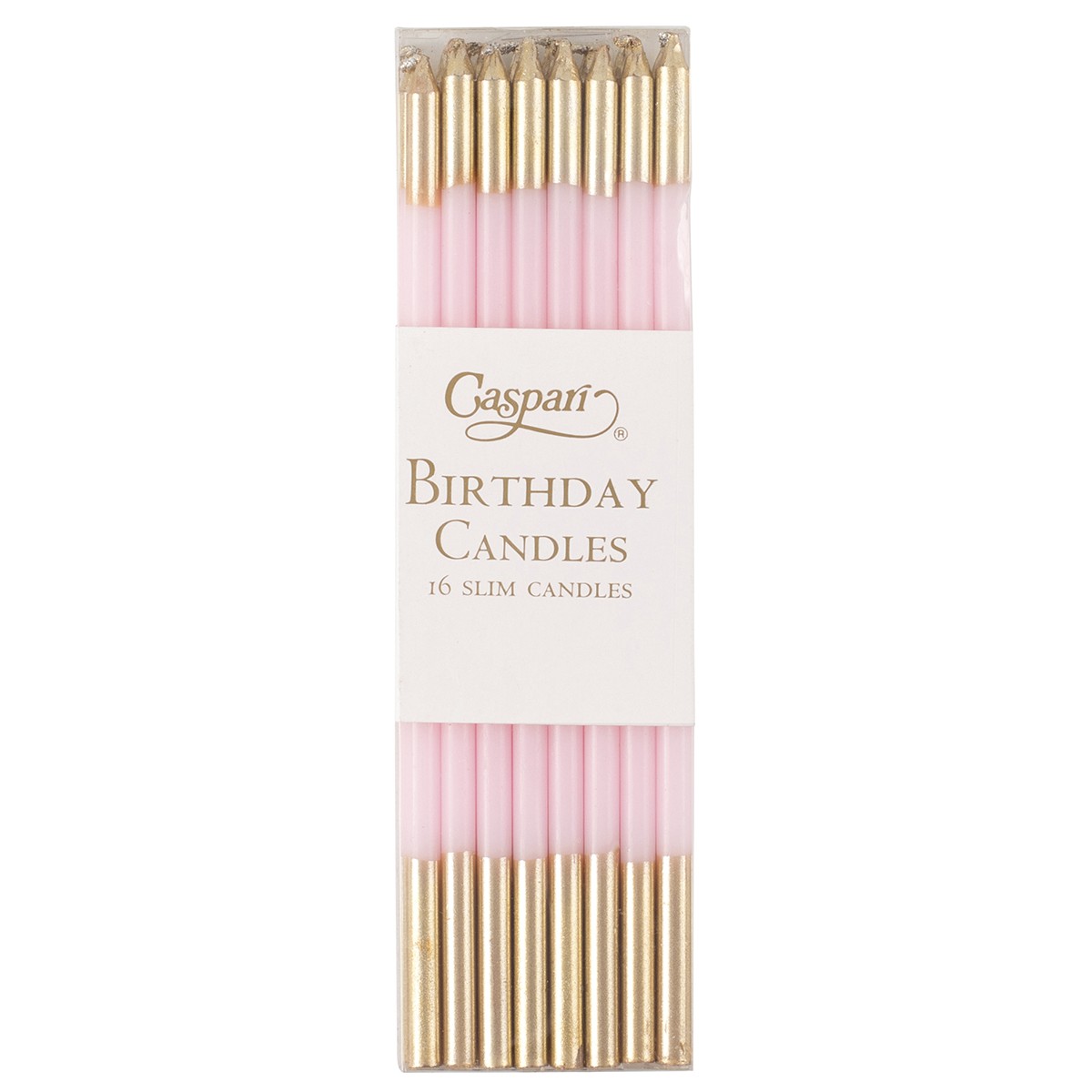 Caspari  Bougie Birthday slims-Petal pink/gold Rouge rose 