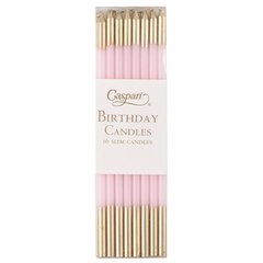 Caspari  Bougie Birthday slims-Petal pink/gold Rouge rose 