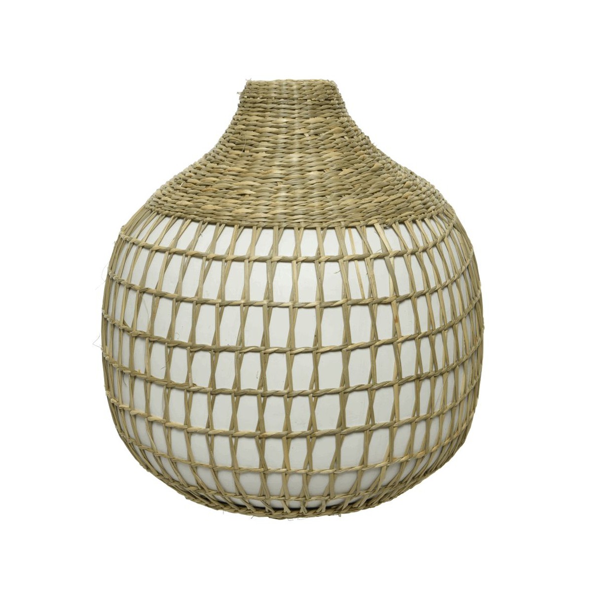 Schilliger Sélection  Vase en bambou boule blanc  25.5x20cm