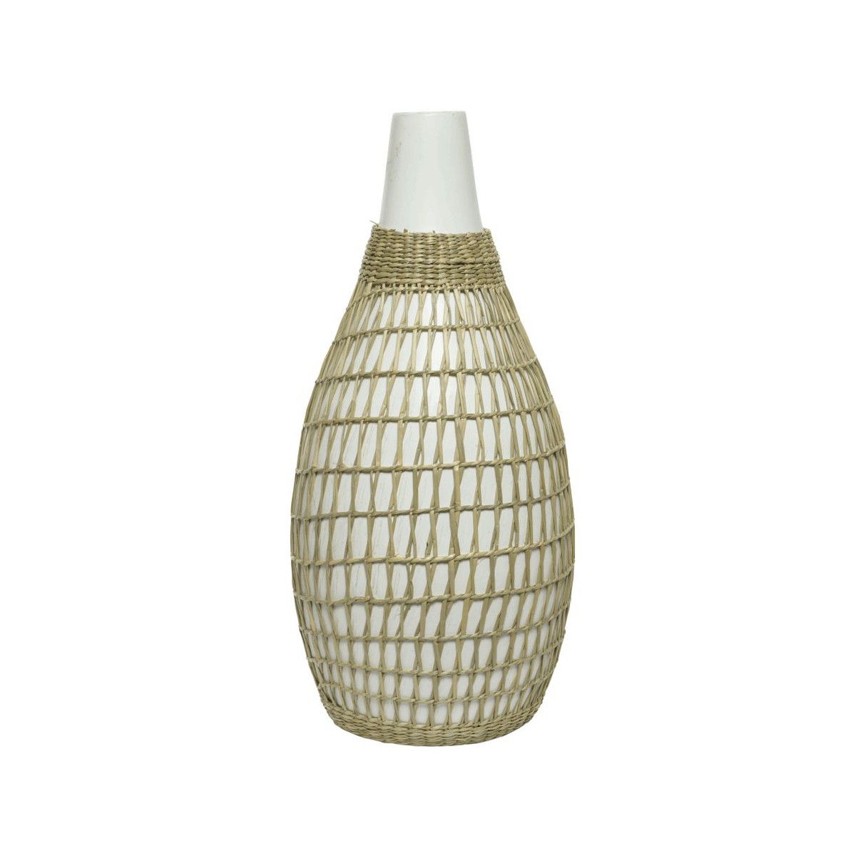 Schilliger Sélection  Vase en bambou allongé blanc  20x45cm