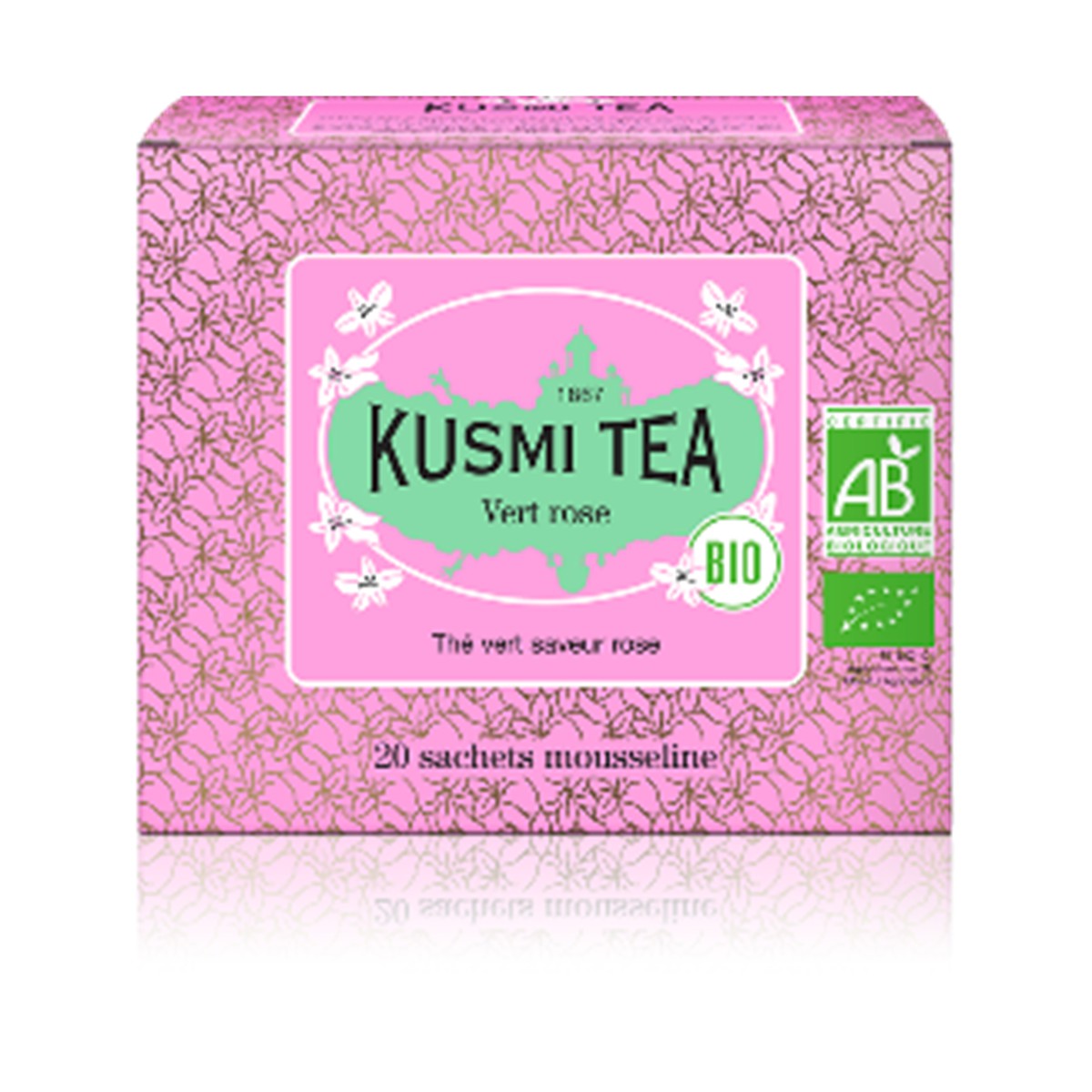 Kusmi Tea  Vert Rose Bio - Etui 20 sachets mousseline - 40gr  40gr