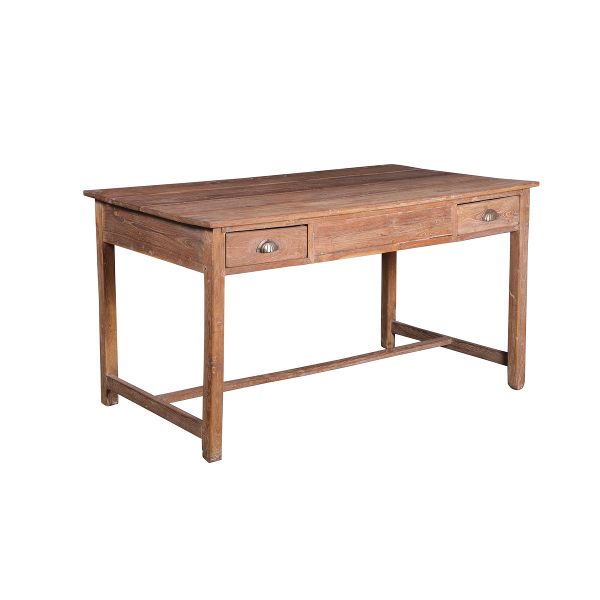 Schilliger Design  Table de bureau 2 tiroirs en teck ancien  140x77x76cm