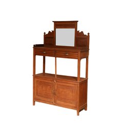 Les Restaurés, by Schilliger  Desserte 2 tiroirs et 2 portes avec miroir en teck ancien Sans couleur 107x40x185cm