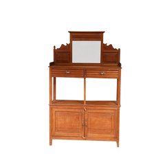 Les Restaurés, by Schilliger  Desserte 2 tiroirs et 2 portes avec miroir en teck ancien Sans couleur 107x40x185cm