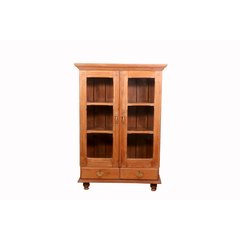 Les Restaurés, by Schilliger  Vitrine 2 portes et 2 tiroirs en teck ancien  88x35x135cm