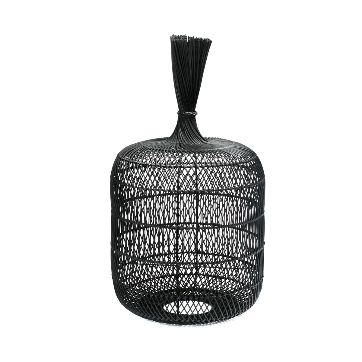 Bazar Bizar Ethnique Suspension-Lampe Dumpling noire  40x40x70cm