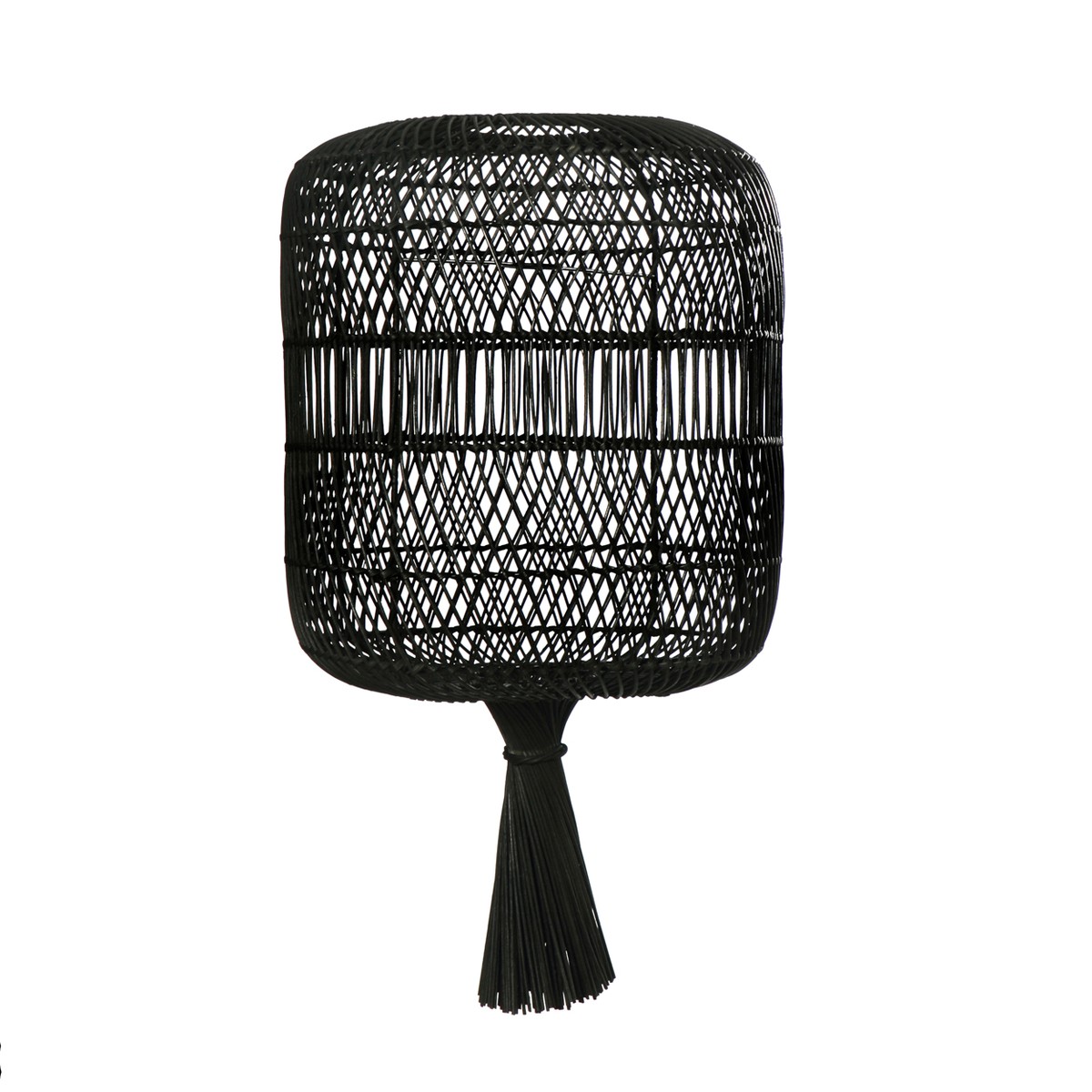 Bazar Bizar Ethnique Suspension-Lampe Dumpling noire  40x40x70cm