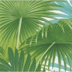 Caspari  Serviette Cocktail White Palm fronds Blanc 