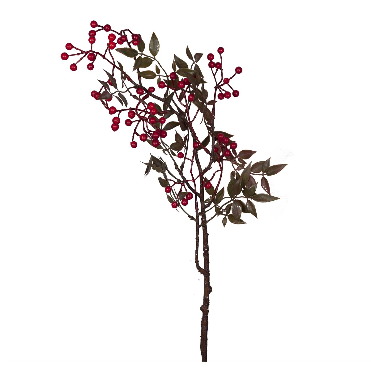 Schilliger Sélection  Baies rouge en branche avec feuille Rouge cerise 73cm