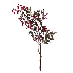 Schilliger Sélection  Baies rouge en branche avec feuille Rouge cerise 73cm