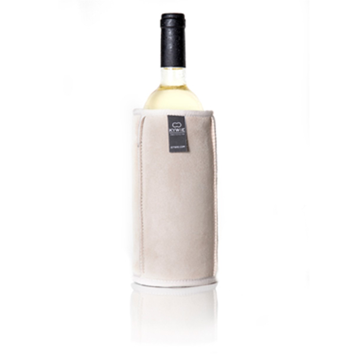 Rafraîchisseur De Bouteille En Peau De Mouton Naturel KYWIE - Pour Bouteilles Jusqu'à 0,75 L, Beige