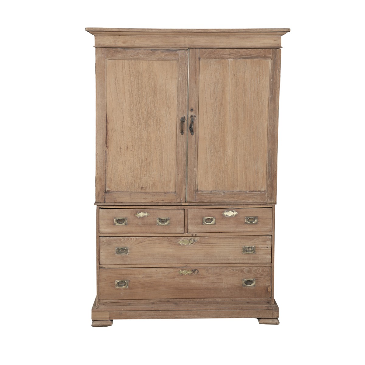 Les Restaurés, by Schilliger  Armoire 2 portes, 4 tiroirs en teck ancien  117x51x177cm