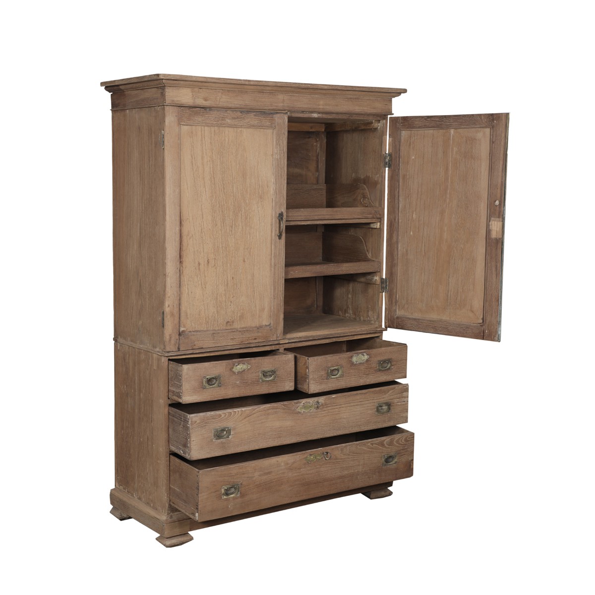 Les Restaurés, by Schilliger  Armoire 2 portes, 4 tiroirs en teck ancien  117x51x177cm