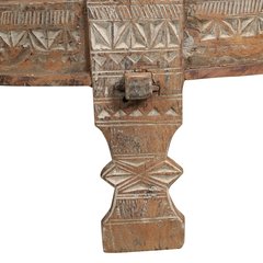 Les Restaurés, by Schilliger  Table d'appoint moulin à grains en teck ancien  70x70x30cm