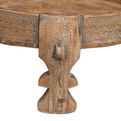 Les Restaurés, by Schilliger  Table d'appoint moulin à grains en teck ancien  70x70x30cm