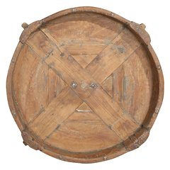 Les Restaurés, by Schilliger  Table d'appoint moulin à grains en teck ancien  70x70x30cm