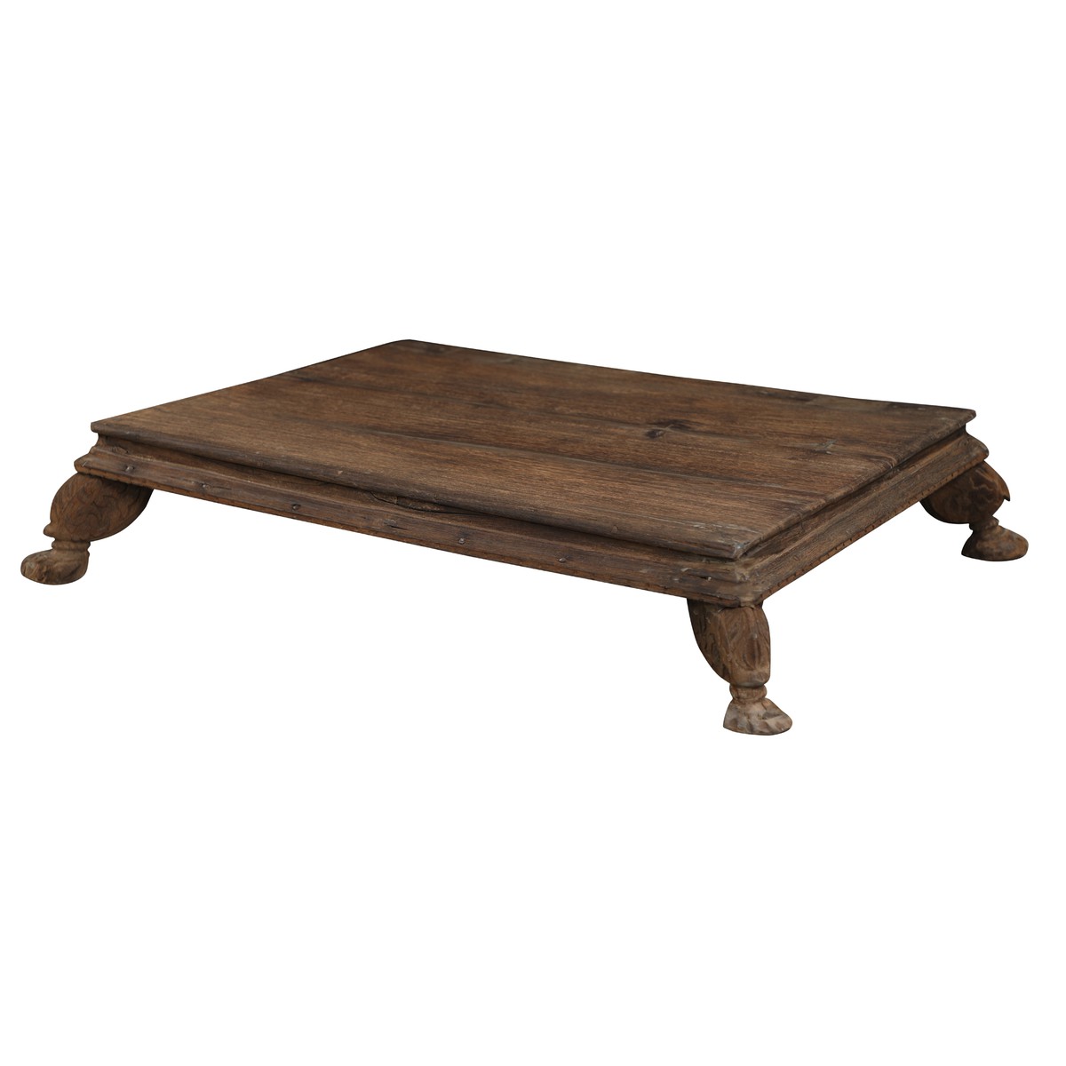 Les Restaurés, by Schilliger  Table d'appoint en teck ancien  75x60x14cm