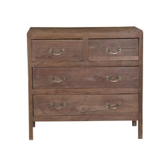 Les Restaurés, by Schilliger  Commode 4 tiroirs en teck ancien  90x46x88cm