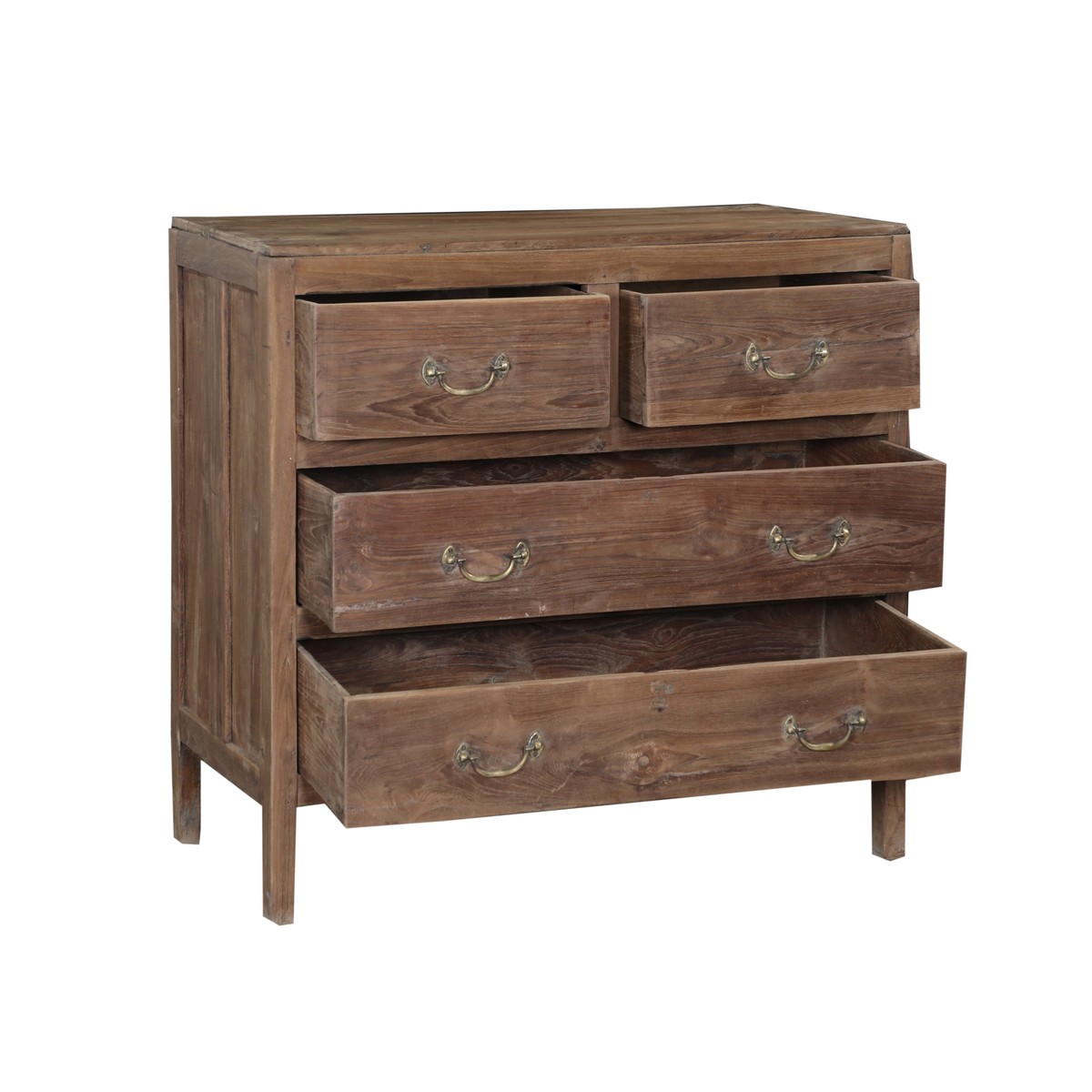 Les Restaurés, by Schilliger  Commode 4 tiroirs en teck ancien  90x46x88cm