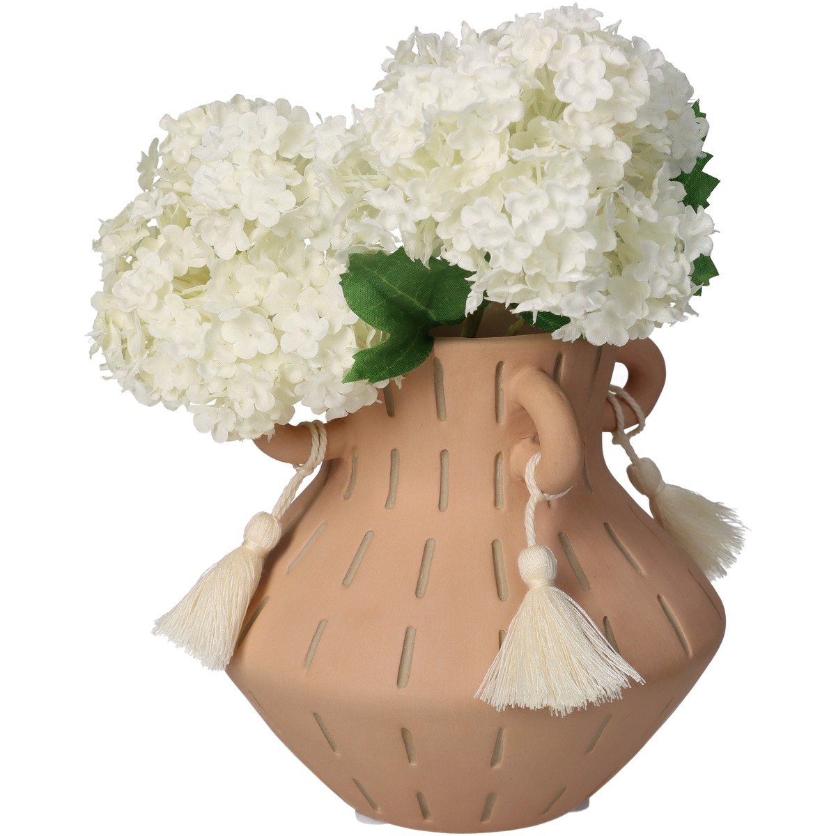 Schilliger Sélection  Vase en grès ligné pompon Beige 12.2x12.2x12cm