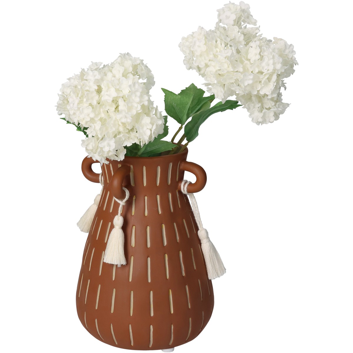 Schilliger Sélection  Vase en grès ligné pompon Brun 11.6x11.6x15.3cm