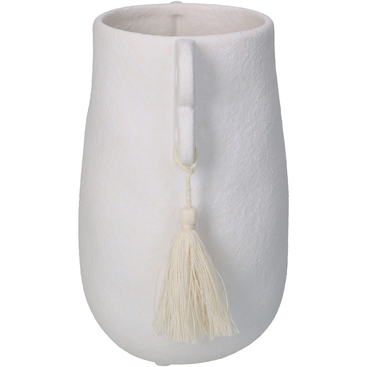 Schilliger Sélection  Vase en grès avec pompon Blanc 14.6x11.1x18.5cm