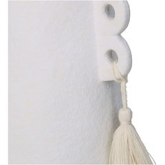 Schilliger Sélection  Vase en grès avec pompon Blanc 14.6x11.1x18.5cm