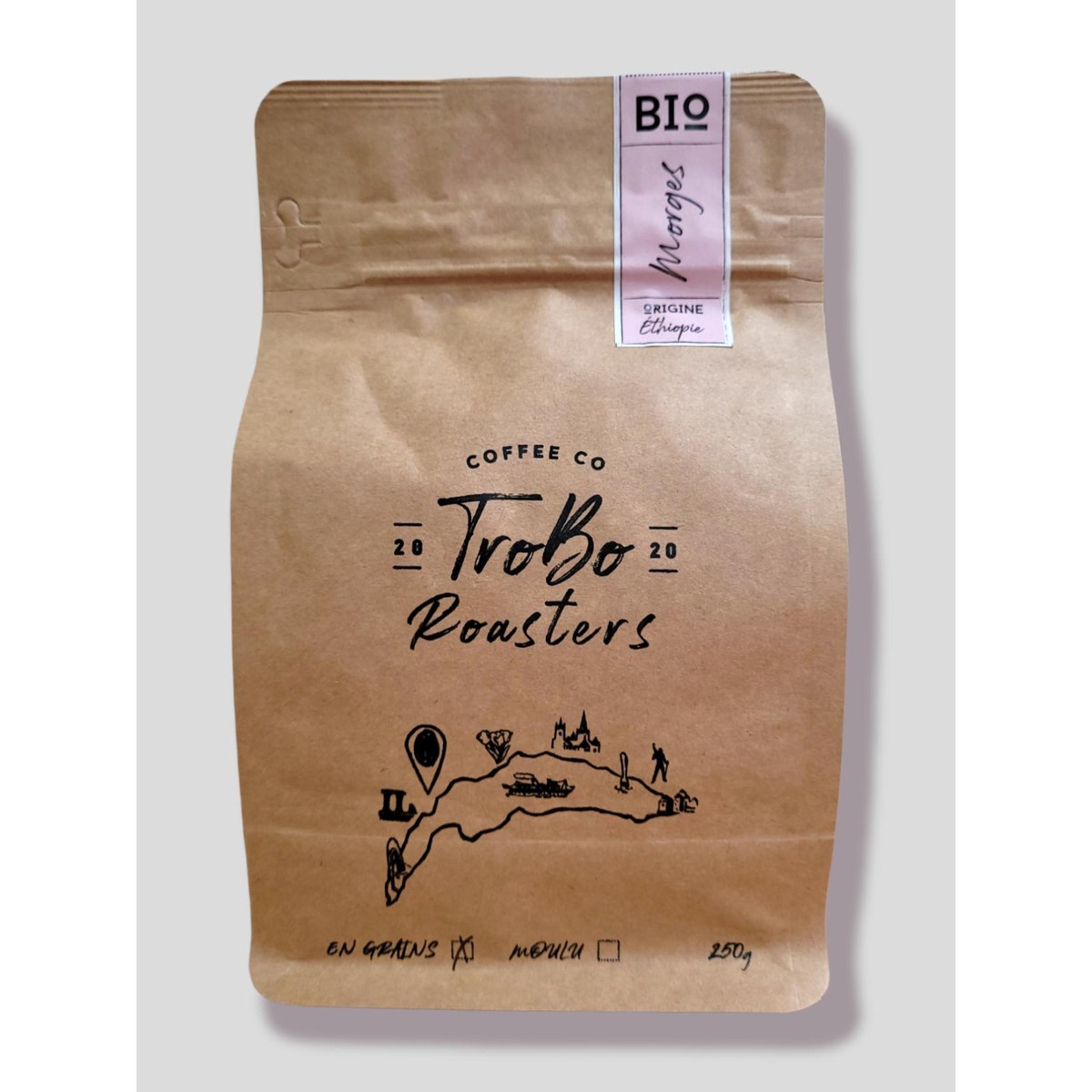 Trobo roaster  Café Bio Éthiopie, Torrefaction Moyenne  250gr