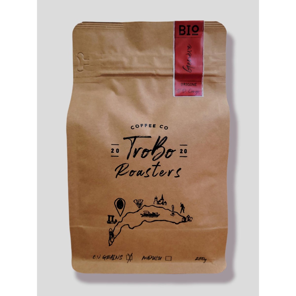Trobo roaster  Café Bio RD Congo, Torrefaction Moyenne Forte  250gr