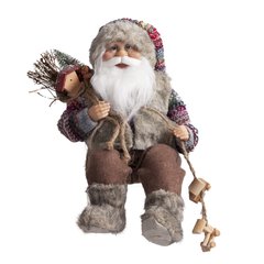 Schilliger Design  Père Noël assis Beige avec train dans la main  40cm