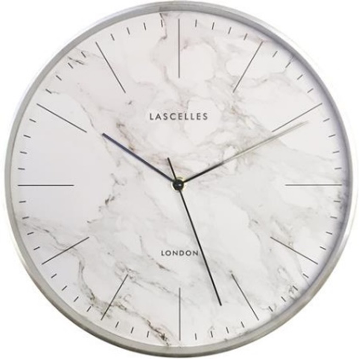   Horloge en boitier en métal chrome brossé avec effet de marbre 31cm  LC/LASC/BC/MA  31cm