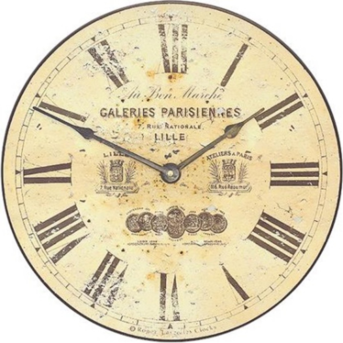   Horloge antique à couleur parchemin 36cm PUB/LILLE  36cm