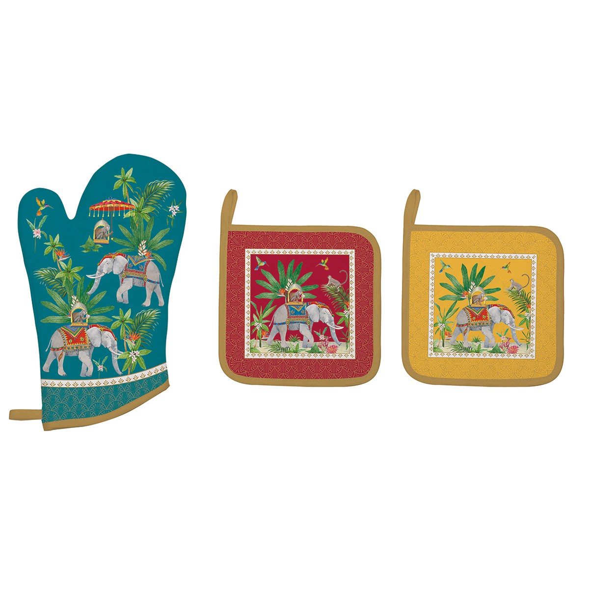 PETTI Artigiani Italiani - Nappe Anti-Taches Rectangulaire (140 x 300 cm) Couvre-Table de Cuisine, Motif Tropical 04, X14 Places, 100% fabriquée en Italie