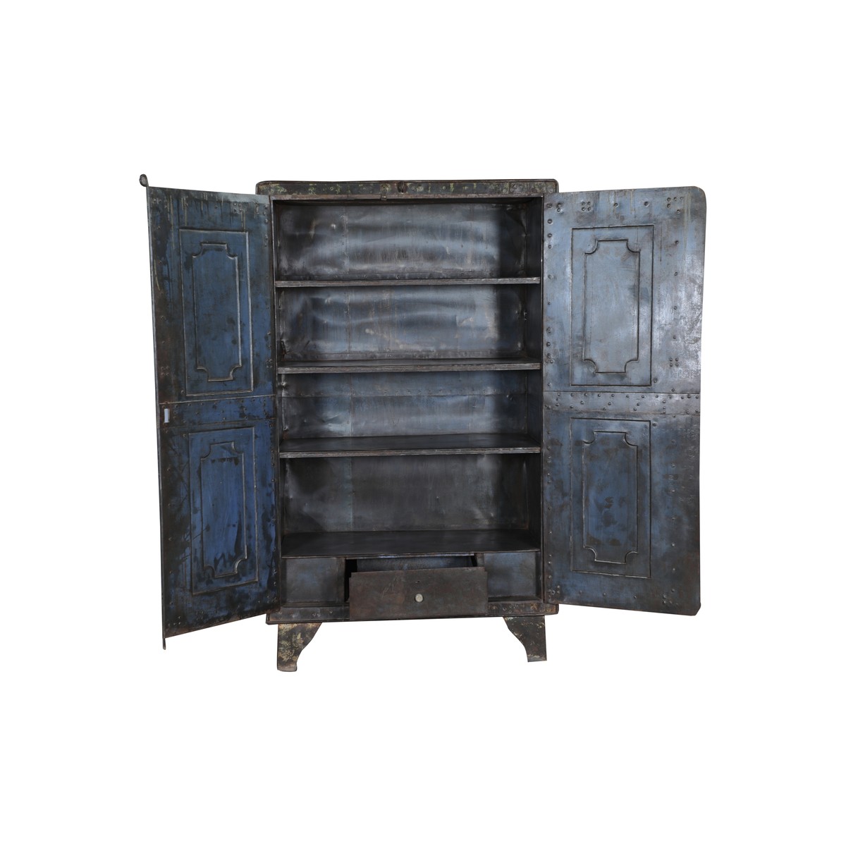 Armoire En Métal Vintage Avec étagère - Style Ancien, Haute Qualité