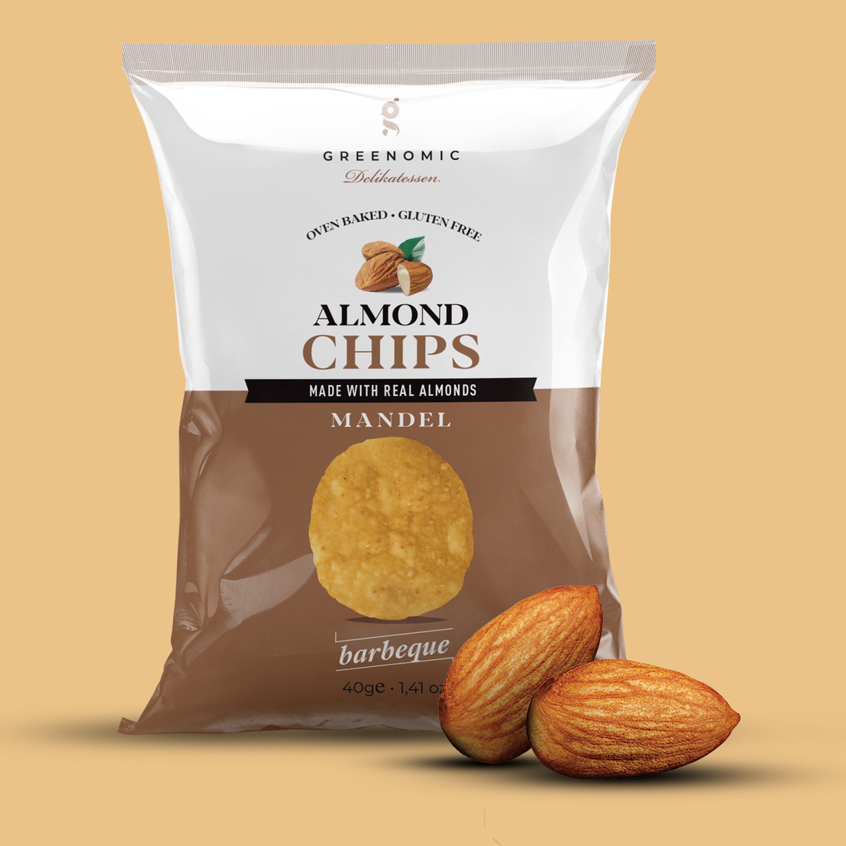 Greenomic Delikatessen  HEARTY CHIPS | Almond - BBQ 7005  40gr