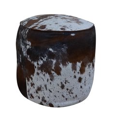 Schilliger Design  Pouf Rond en peau de vache Brun caramel 45x45x45cm