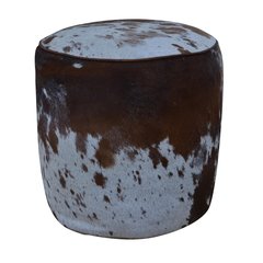 Schilliger Design  Pouf Rond en peau de vache Brun caramel 45x45x45cm