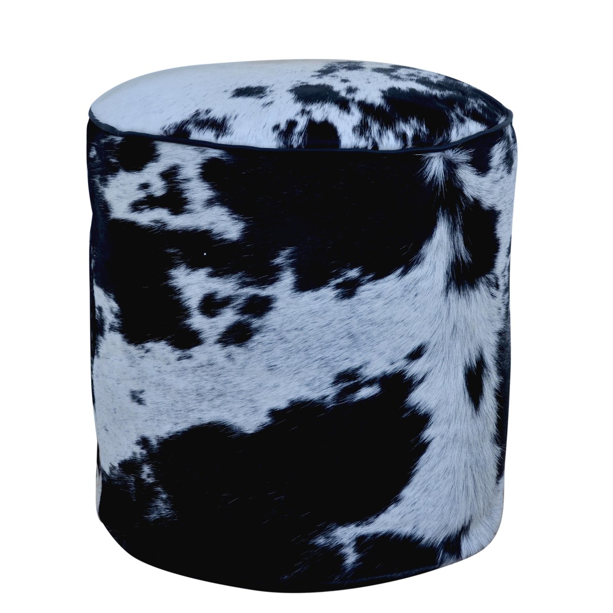 Schilliger Design  Pouf Rond en peau de vache Noir 45x45x45cm