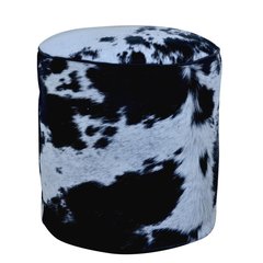 Schilliger Design  Pouf Rond en peau de vache Noir 45x45x45cm