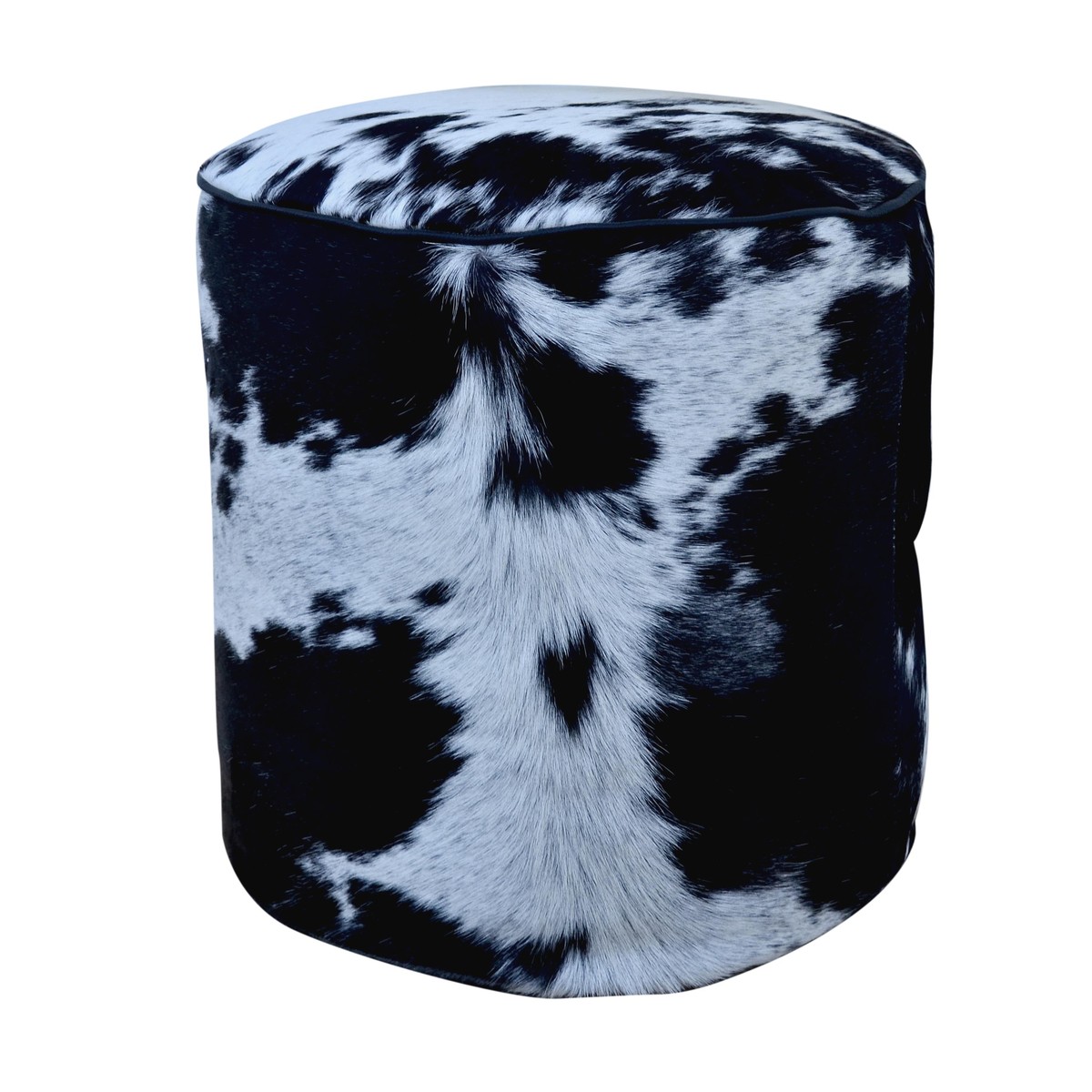 Schilliger Design  Pouf Rond en peau de vache Noir 45x45x45cm