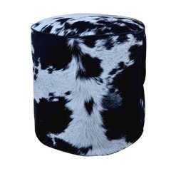 Schilliger Design  Pouf Rond en peau de vache Noir 45x45x45cm