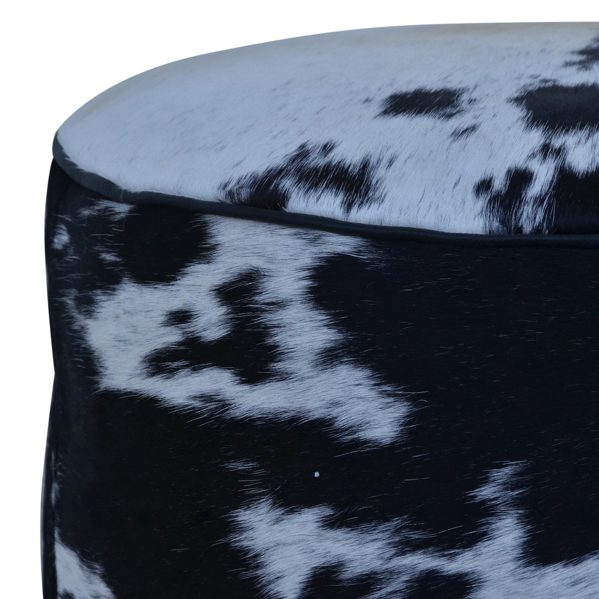 Schilliger Design  Pouf Rond en peau de vache Noir 45x45x45cm