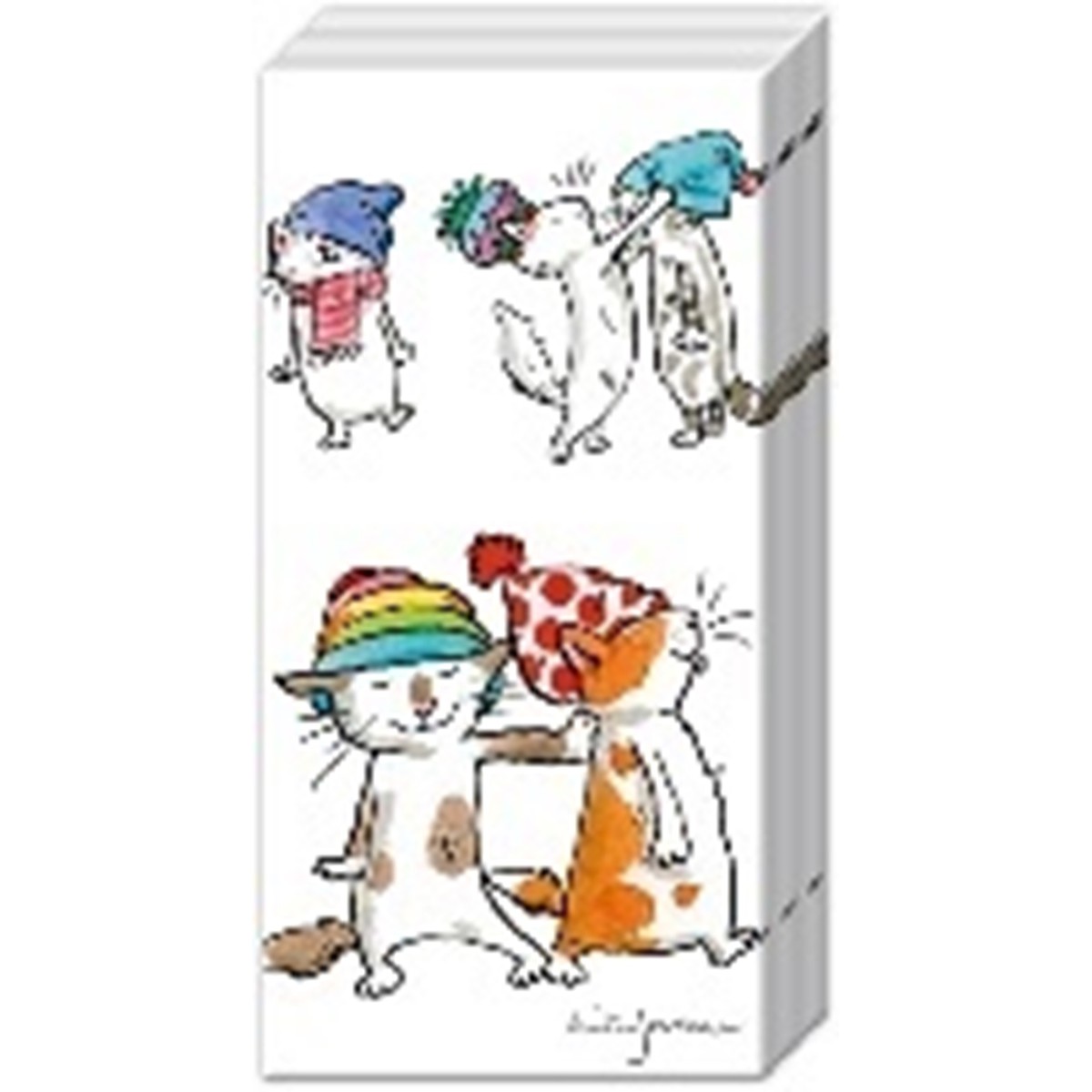 Ihr  Mouchoirs Cats with Hats  21x21cm