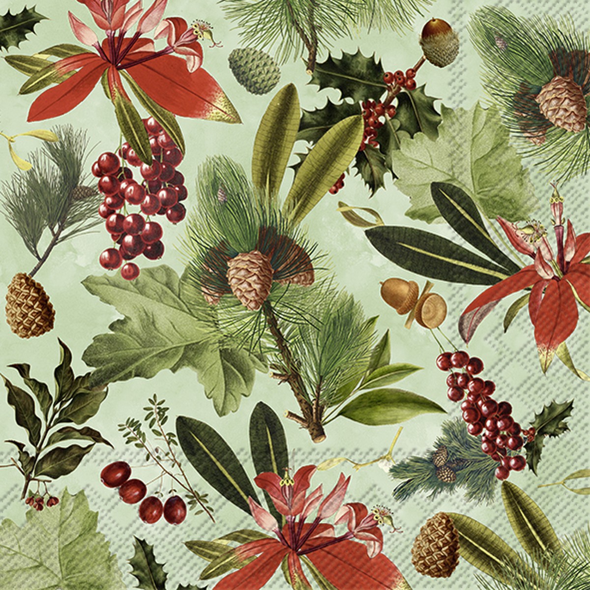 IHR Ideal Home Papierservietten LOBELIA In Hellgrün – 20 Stück, 33 X 33 Cm, 3-lagig