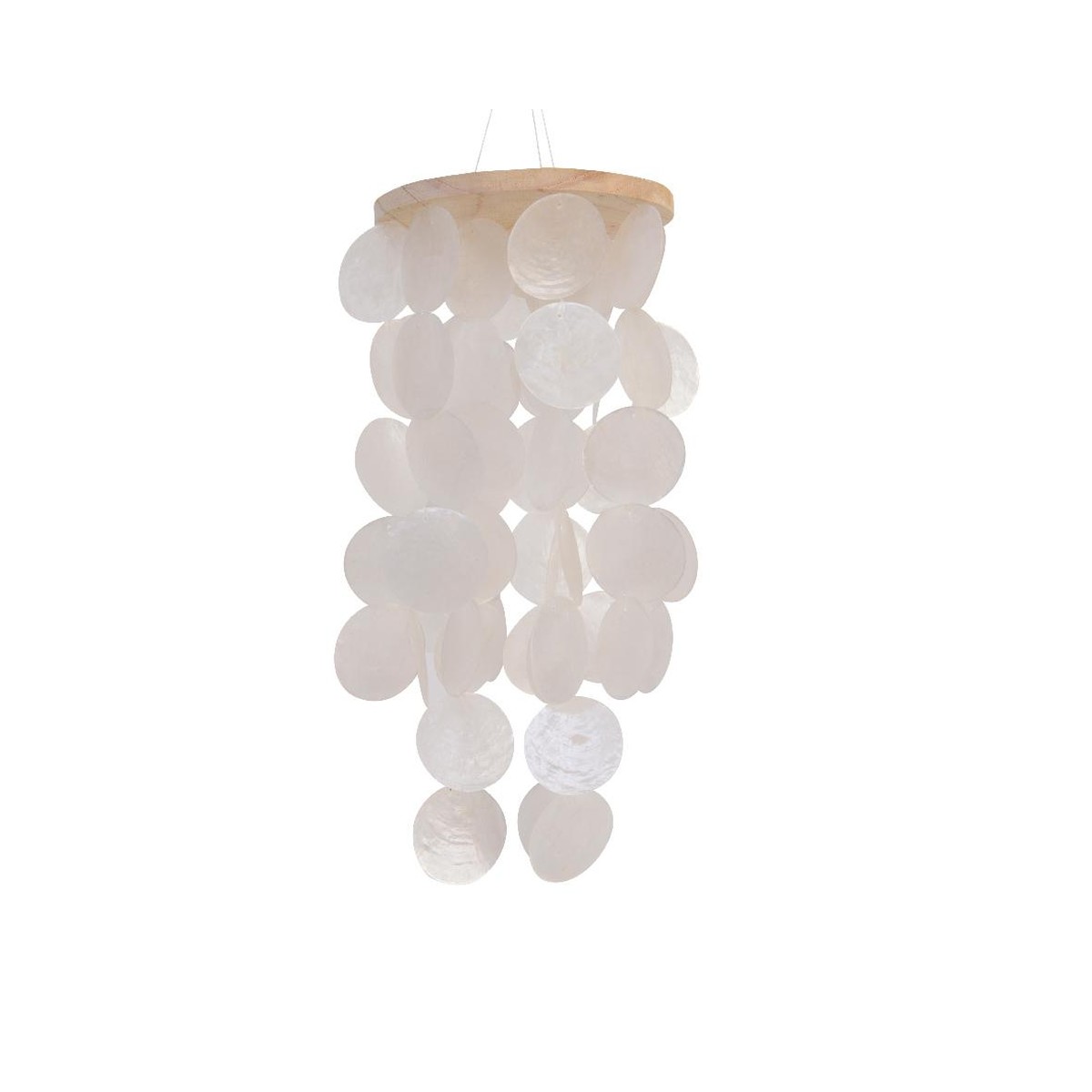 Schilliger Sélection  Carillon éolien en capiz rond Blanc 14.5x14.5x36cm