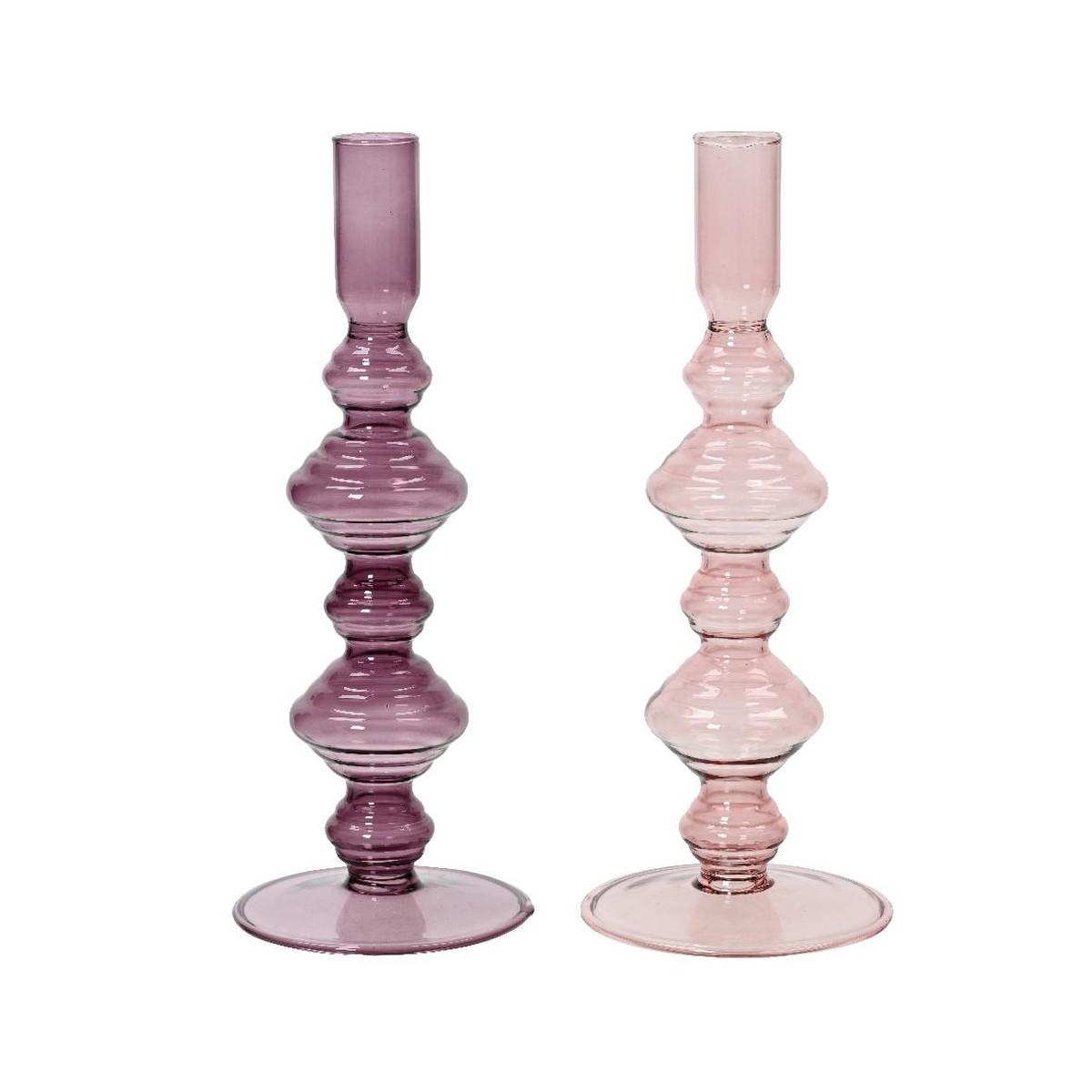Bougeoirs En Verre Coloré BestAlice - Vases Ondulés - Décoration Table - 11 Pouces