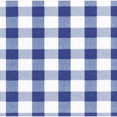 Caspari  Serviette Cocktail GINGHAM Bleu dragée 25x25cm